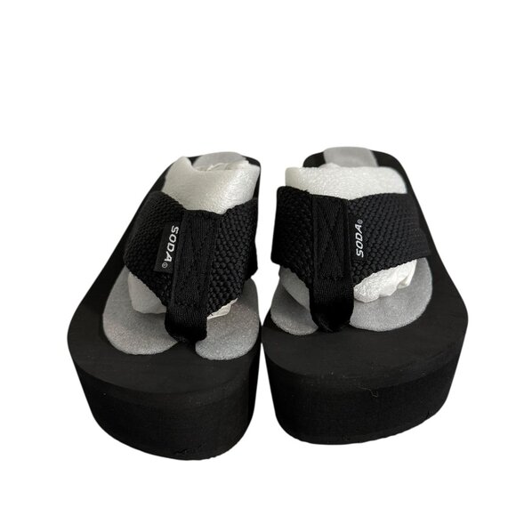 SODA Black Flip-Flop High Platform Wedge Sandals • Size 6 • NEW (No Box) - Picture 1 of 7